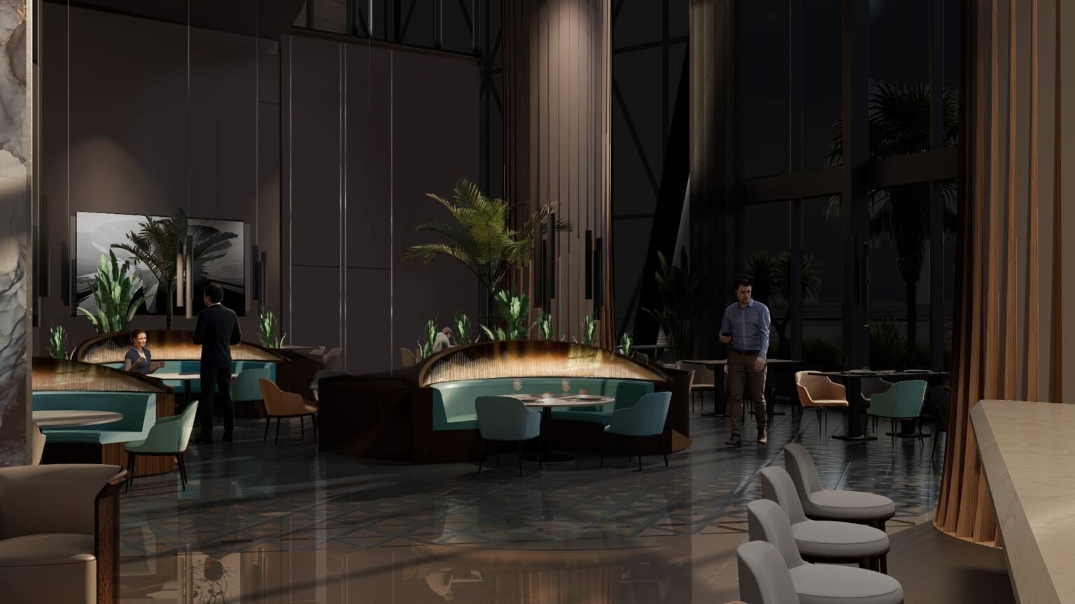 Bentley Residences restaurant interior rendering